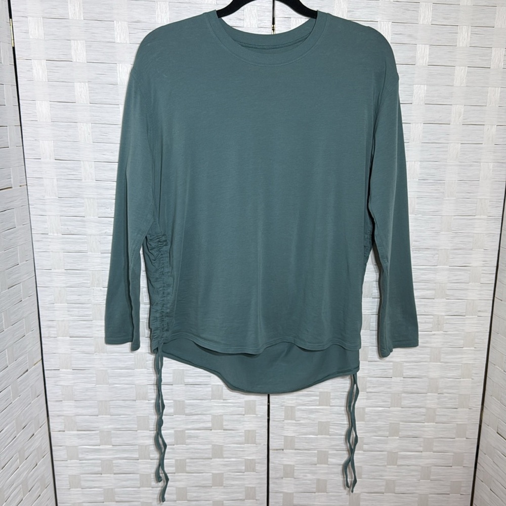 Lululemon Pima Cotton Side-Cinch Long Sleeve Shirt-Tidewater Teal See Sizing - Picture 3 of 9